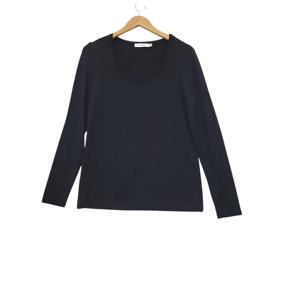 KETTLEWELL‎ COLOURS TOP BLACK SCOOP NECK LONG SLEEVE T SHIRT L PIMA MINIMALIST